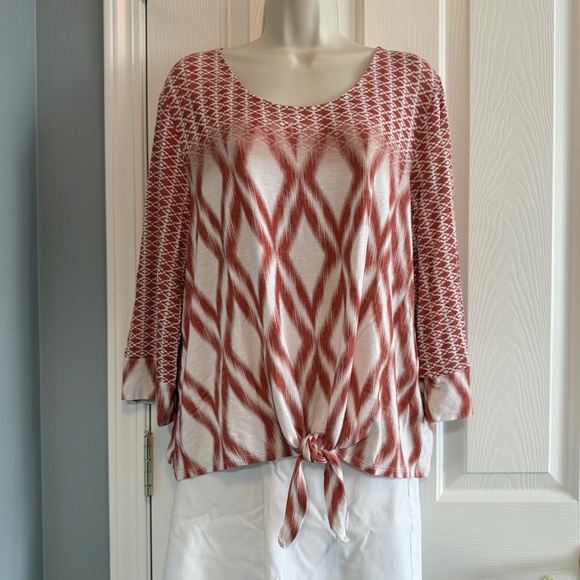 BUY 2 ITEMS & GET 1 FREE: Chico’s 3/4 Sleeve Geometric Top Sz 16 - Picture 6 of 10